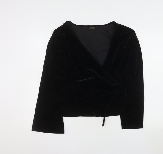 Marks & Spencer Women’s Black Velvet Wrap Blazer UK 18 Classic