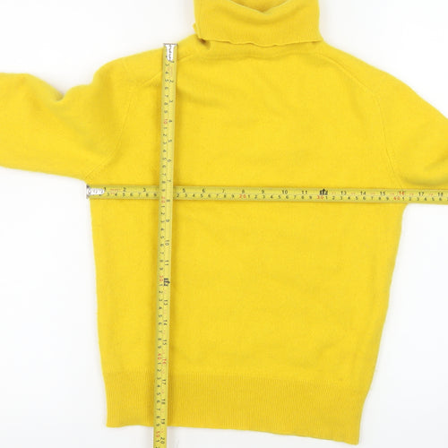 House of Bruar Women’s Yellow Roll Neck Cashmere Jumper Size 8