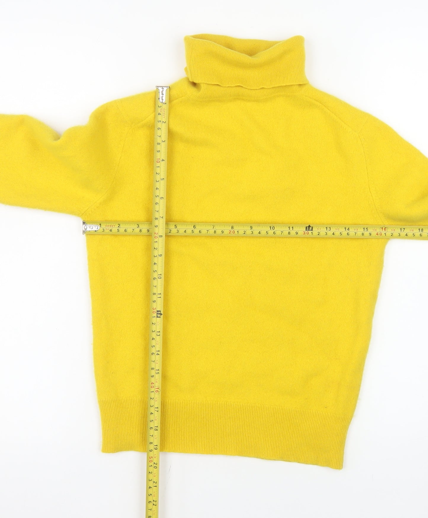 House of Bruar Women’s Yellow Roll Neck Cashmere Jumper Size 8