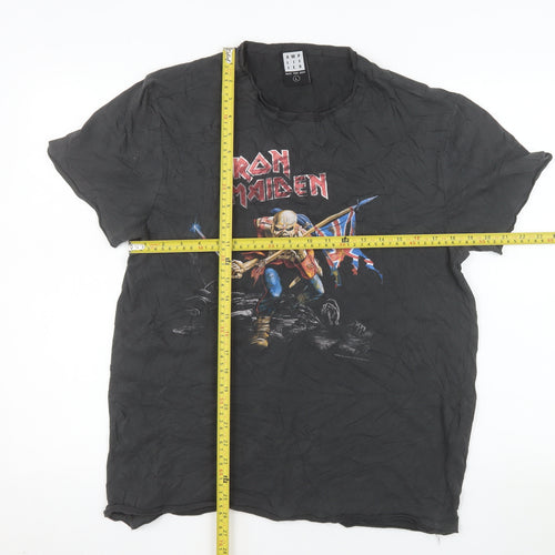 Amplified Men's Iron Maiden Black Graphic Rock T-Shirt Size L