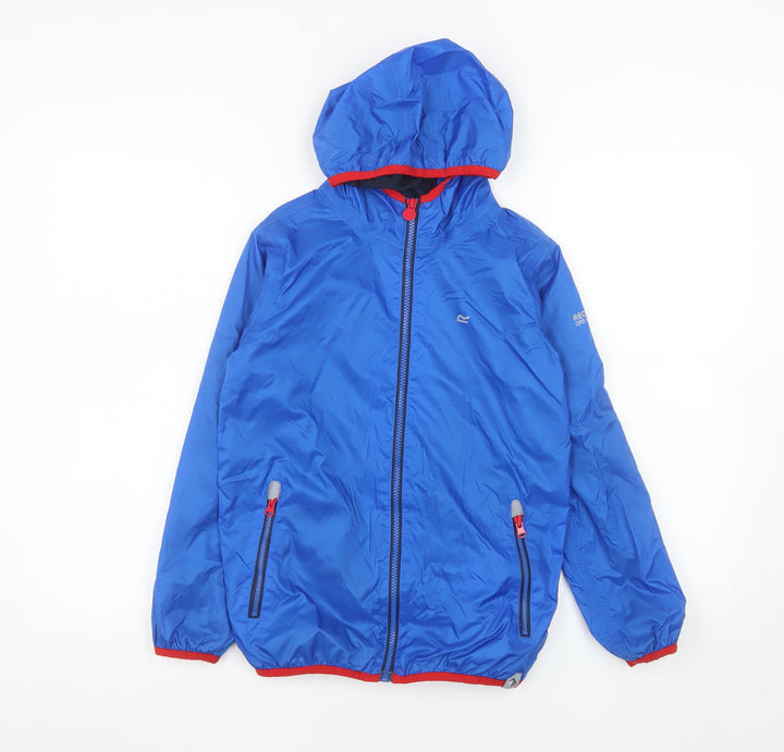 Regatta Boys Blue Hooded Windbreaker Jacket 9-10 Years Water Resistant