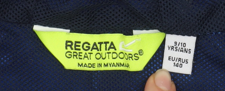 Regatta Boys Blue Hooded Windbreaker Jacket 9-10 Years Water Resistant