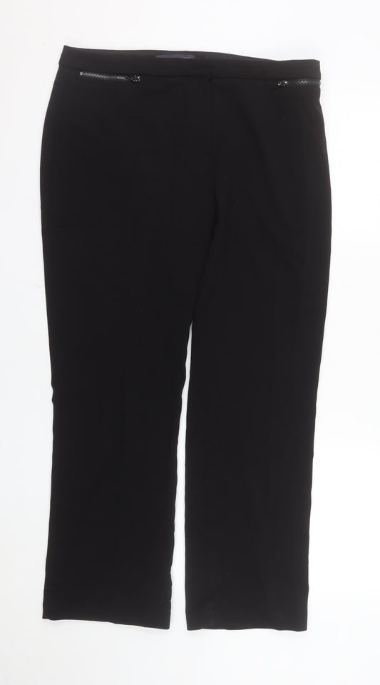 Marks and Spencer Women Black Size 14 Dress Pants Stretch Straight Trousers