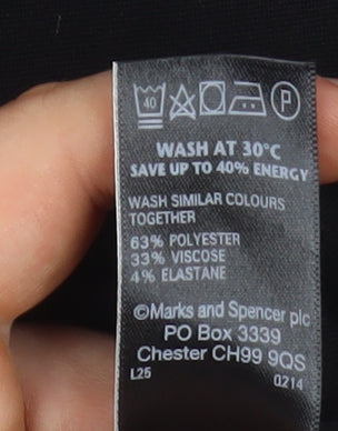 Marks and Spencer Women Black Size 14 Dress Pants Stretch Straight Trousers
