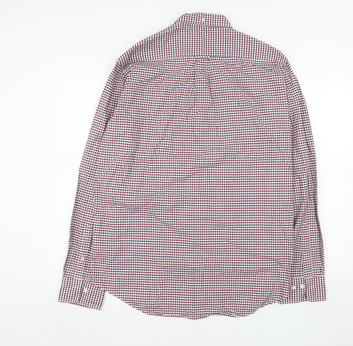 GANT Men's Multicoloured Check Button-Down Long Sleeve Cotton Shirt L