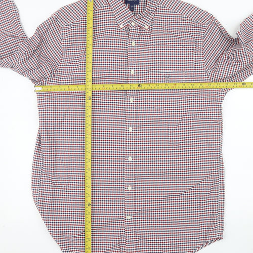 GANT Men's Multicoloured Check Button-Down Long Sleeve Cotton Shirt L