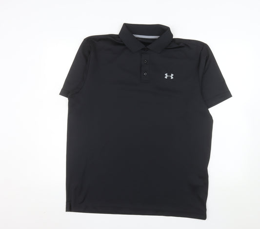 Under Armour Mens Black Polo Shirt L Performance Fit