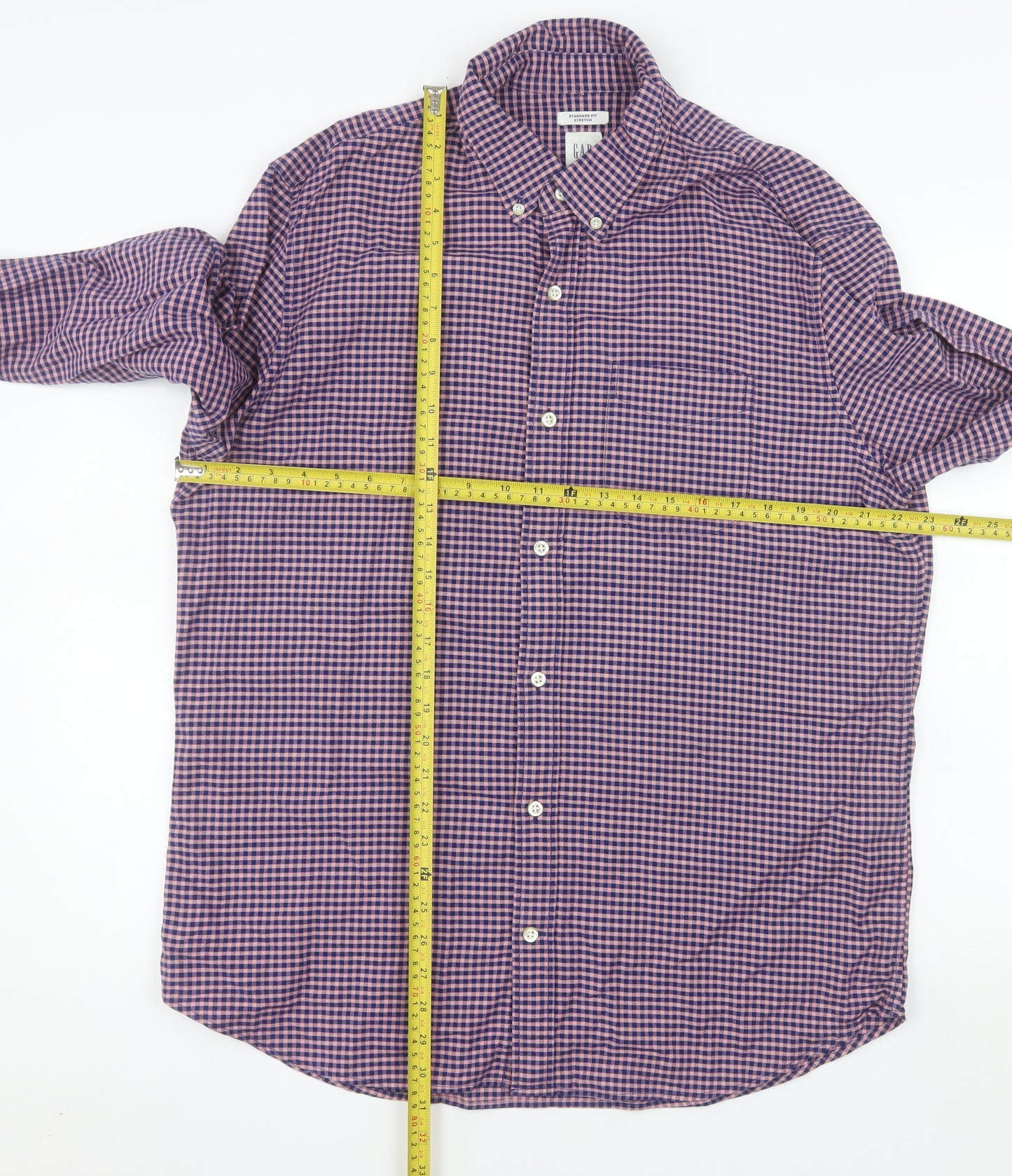 GAP Men’s Multicoloured Check Long Sleeve Button-Down Shirt L