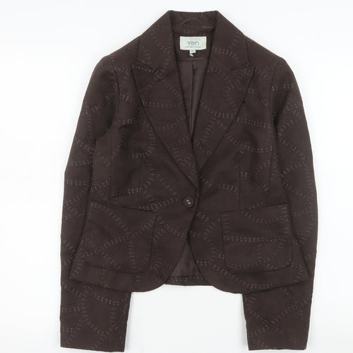 Yen Collection Women Brown Size 12 Single-Breasted Blazer Jacket