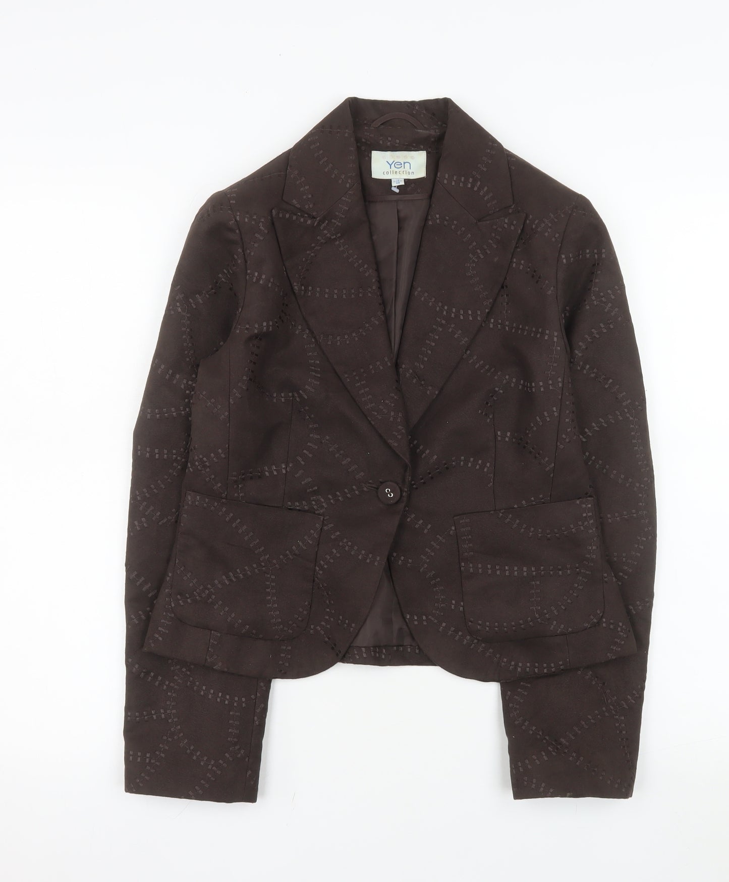 Yen Collection Women Brown Size 12 Single-Breasted Blazer Jacket