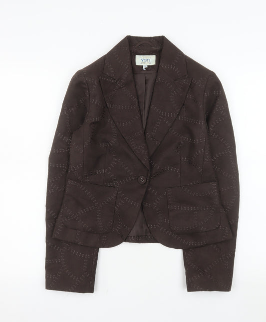 Yen Collection Women Brown Size 12 Single-Breasted Blazer Jacket