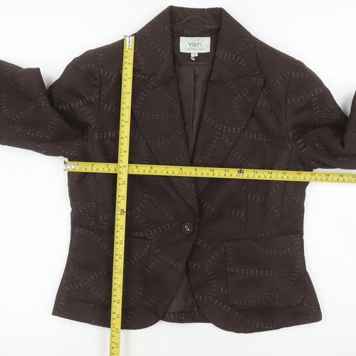 Yen Collection Women Brown Size 12 Single-Breasted Blazer Jacket