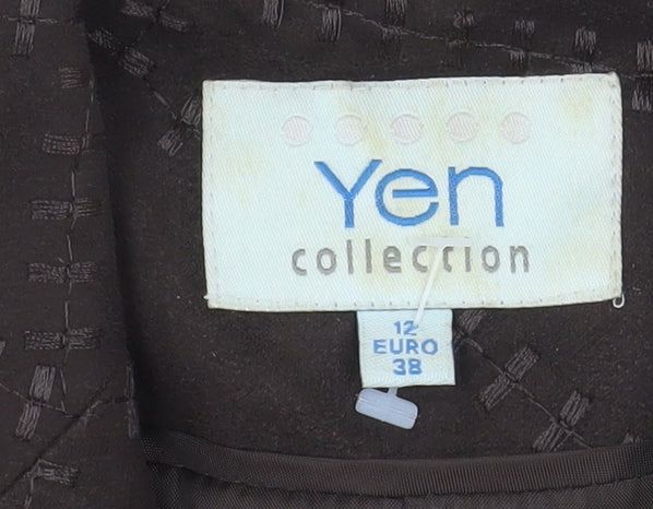 Yen Collection Women Brown Size 12 Single-Breasted Blazer Jacket