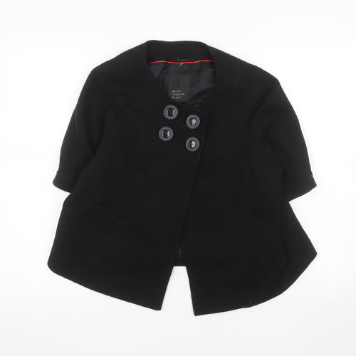 Betty Jackson Black Women's Black Size 14 Short Sleeve Double-Breasted Blazer