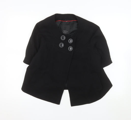 Betty Jackson Black Women's Black Size 14 Short Sleeve Double-Breasted Blazer
