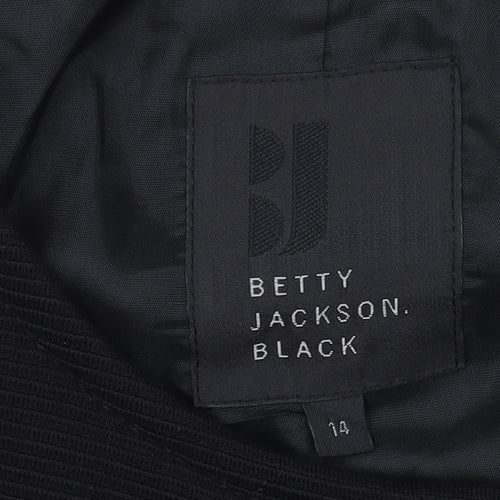 Betty Jackson Black Women's Black Size 14 Short Sleeve Double-Breasted Blazer