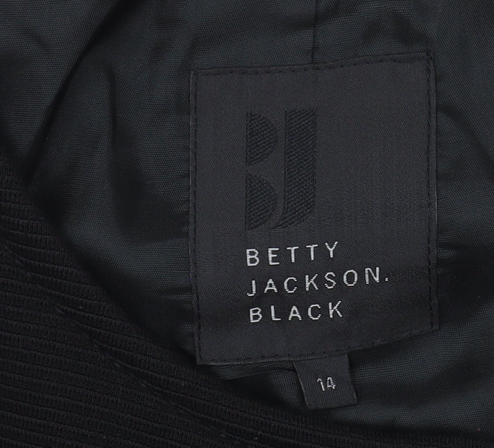 Betty Jackson Black Women's Black Size 14 Short Sleeve Double-Breasted Blazer