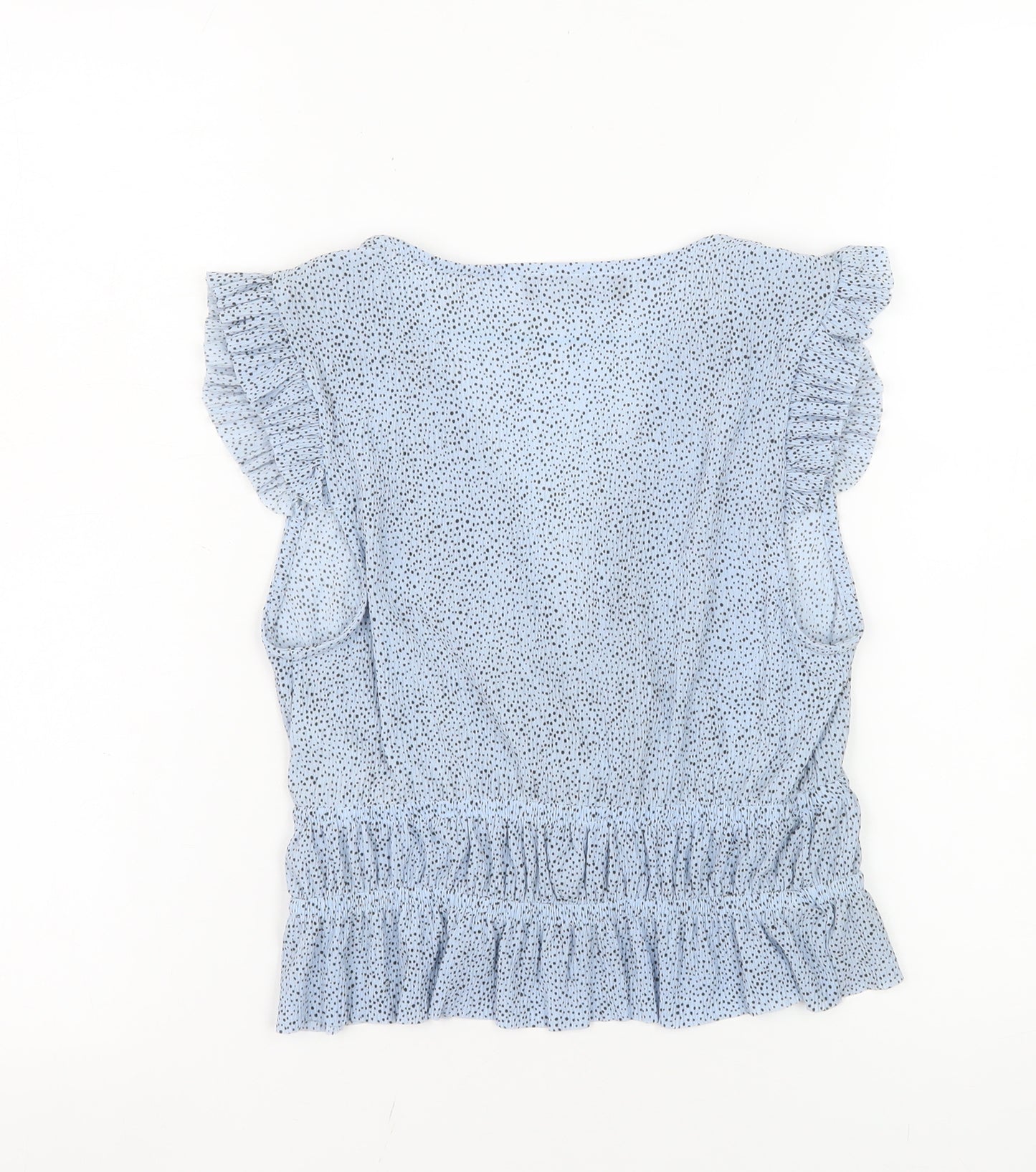 Bershka Women’s Blue Polka Dot Wrap Blouse Size S
