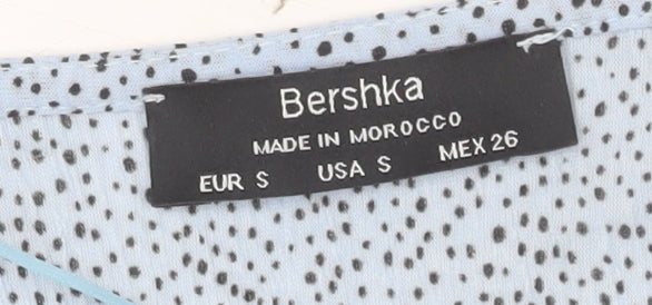 Bershka Women’s Blue Polka Dot Wrap Blouse Size S