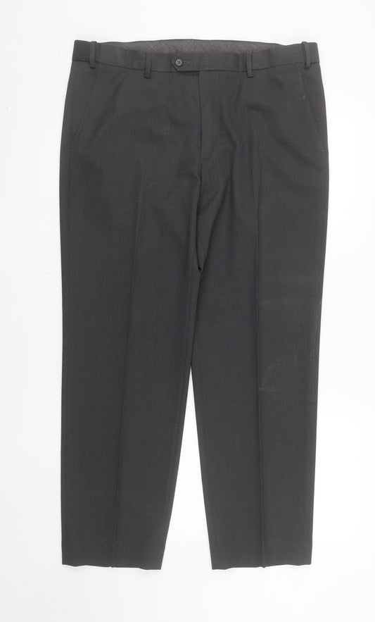 Marks and Spencer Men's Grey Regular Fit Dress Trousers 36W 29L
