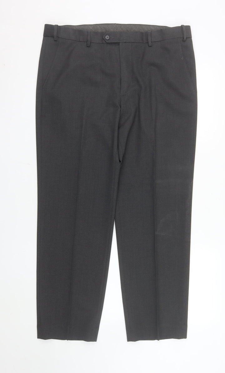 Marks and Spencer Men's Grey Regular Fit Dress Trousers 36W 29L