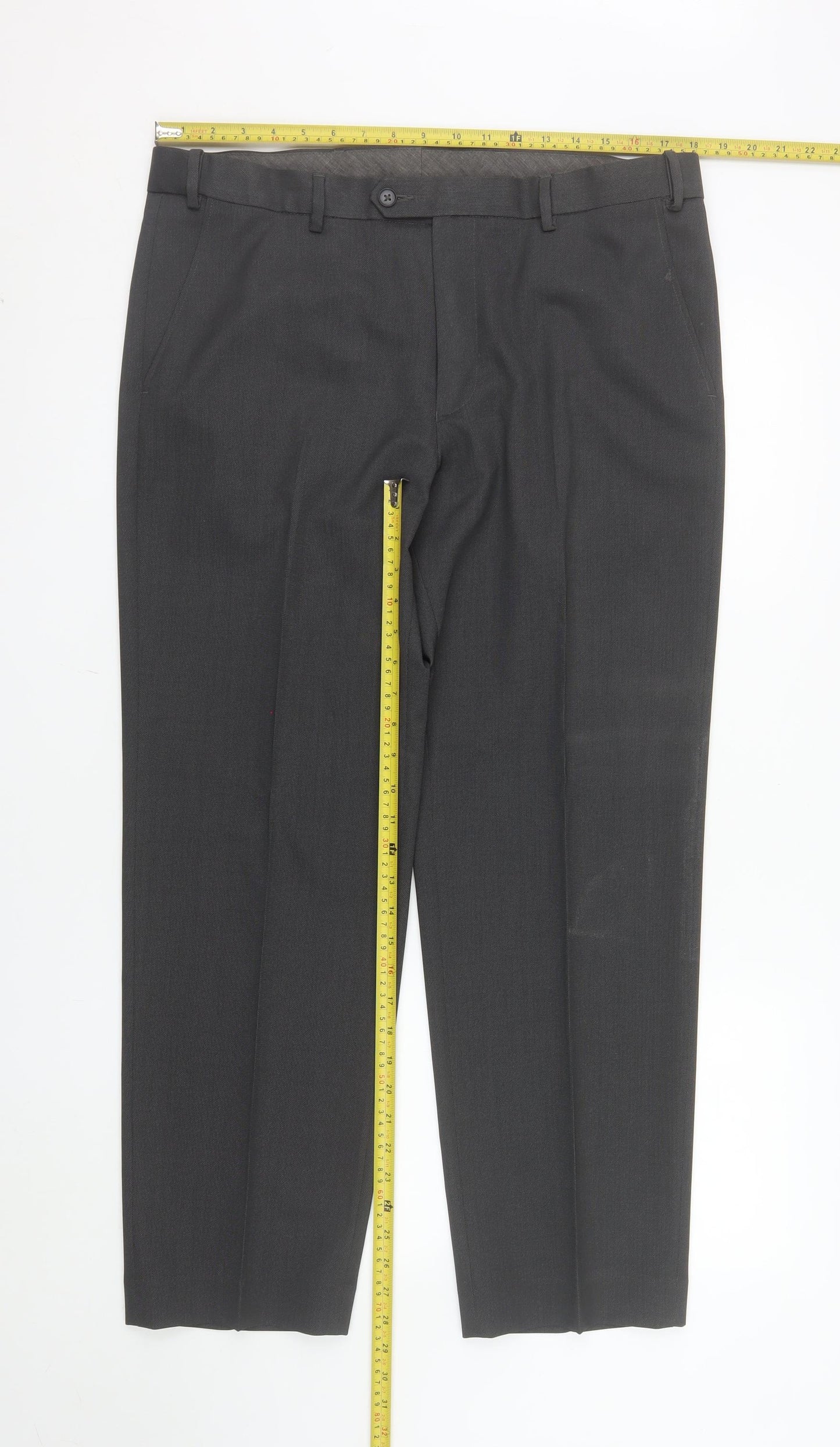 Marks and Spencer Men's Grey Regular Fit Dress Trousers 36W 29L