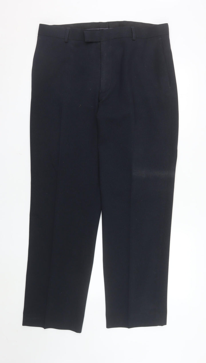 Greenwoods Men's Black Regular Fit Dress Trousers 36in Waist