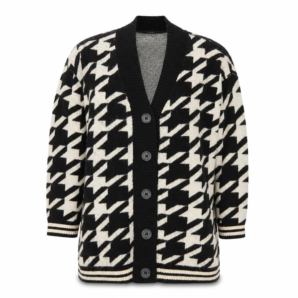 Vero Moda Women’s Black & White Houndstooth Cardigan L Knit