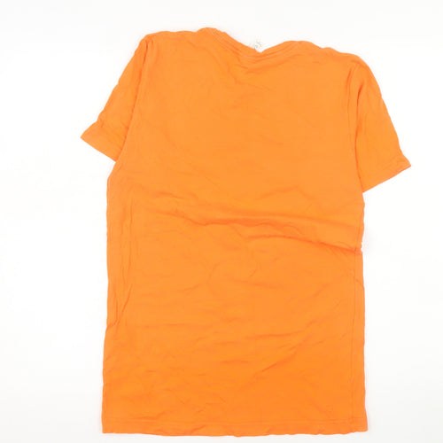 Bella + Canvas Mens Orange Graphic T-Shirt Small Funny Cartoon Print