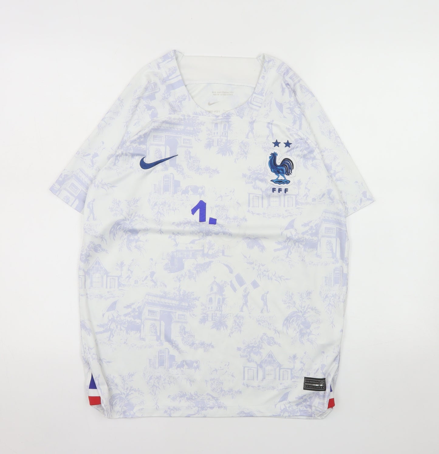 Nike Men's France FFF White Dri-Fit Short Sleeve Football T-Shirt Size S