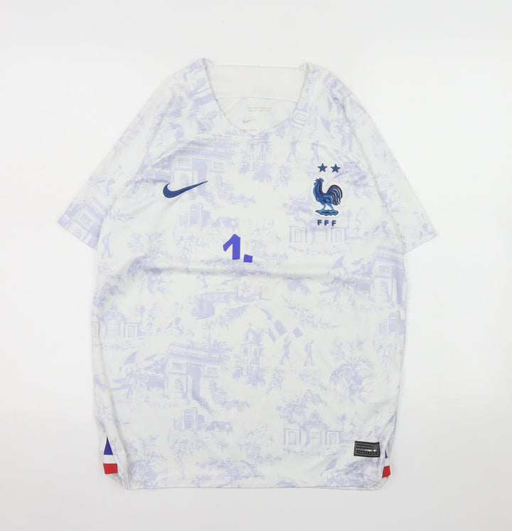 Nike Men's France FFF White Dri-Fit Short Sleeve Football T-Shirt Size S