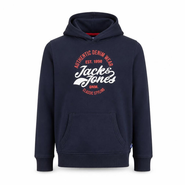 Jack & Jones Boys Blue Pullover Hoodie Size 164 Graphic Print Logo Sweatshirt