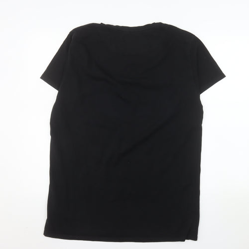 SikSilk Men’s Black Slim Fit Graphic Logo Cotton T-Shirt Size L