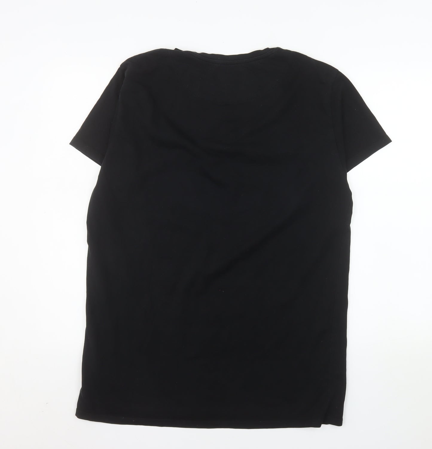 SikSilk Men’s Black Slim Fit Graphic Logo Cotton T-Shirt Size L