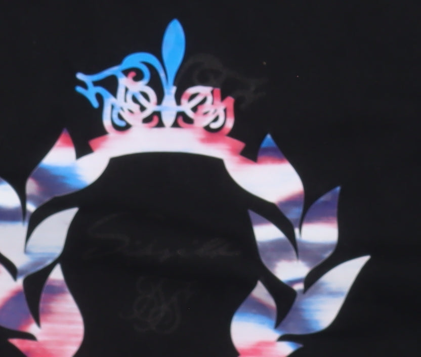 SikSilk Men’s Black Slim Fit Graphic Logo Cotton T-Shirt Size L