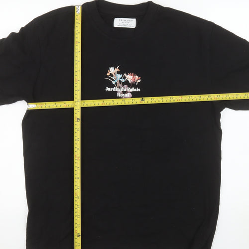 Primark Men's Black Floral Graphic Relaxed Fit T-Shirt Size M