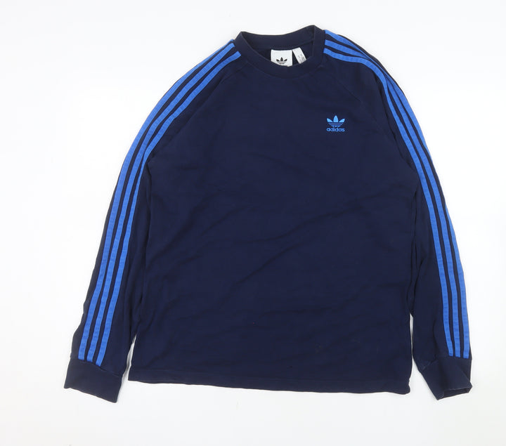 adidas Men's Blue Long Sleeve Crew Neck Casual Top Size M