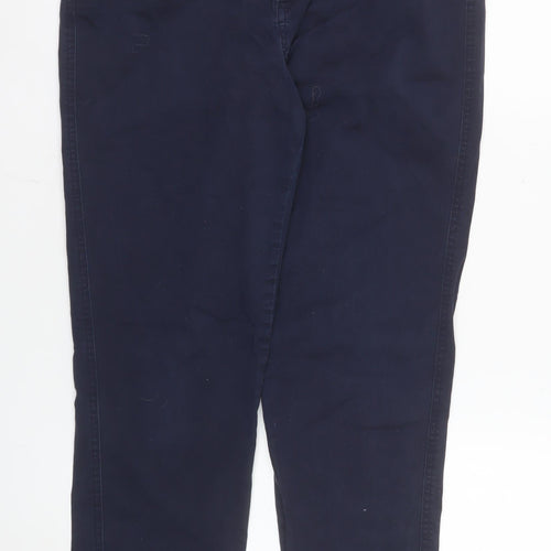 F&F Women Blue Chino Trousers Size 10 Regular Cotton Stretch Twill