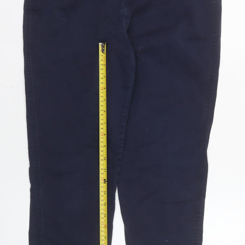 F&F Women Blue Chino Trousers Size 10 Regular Cotton Stretch Twill