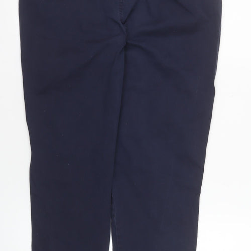 F&F Women Blue Chino Trousers Size 10 Regular Cotton Stretch Twill