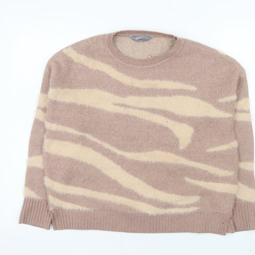 Principles Women's Beige Animal Print Knit Jumper Size 10