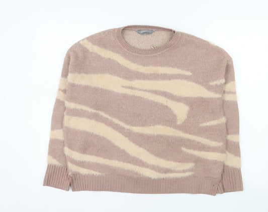 Principles Women's Beige Animal Print Knit Jumper Size 10