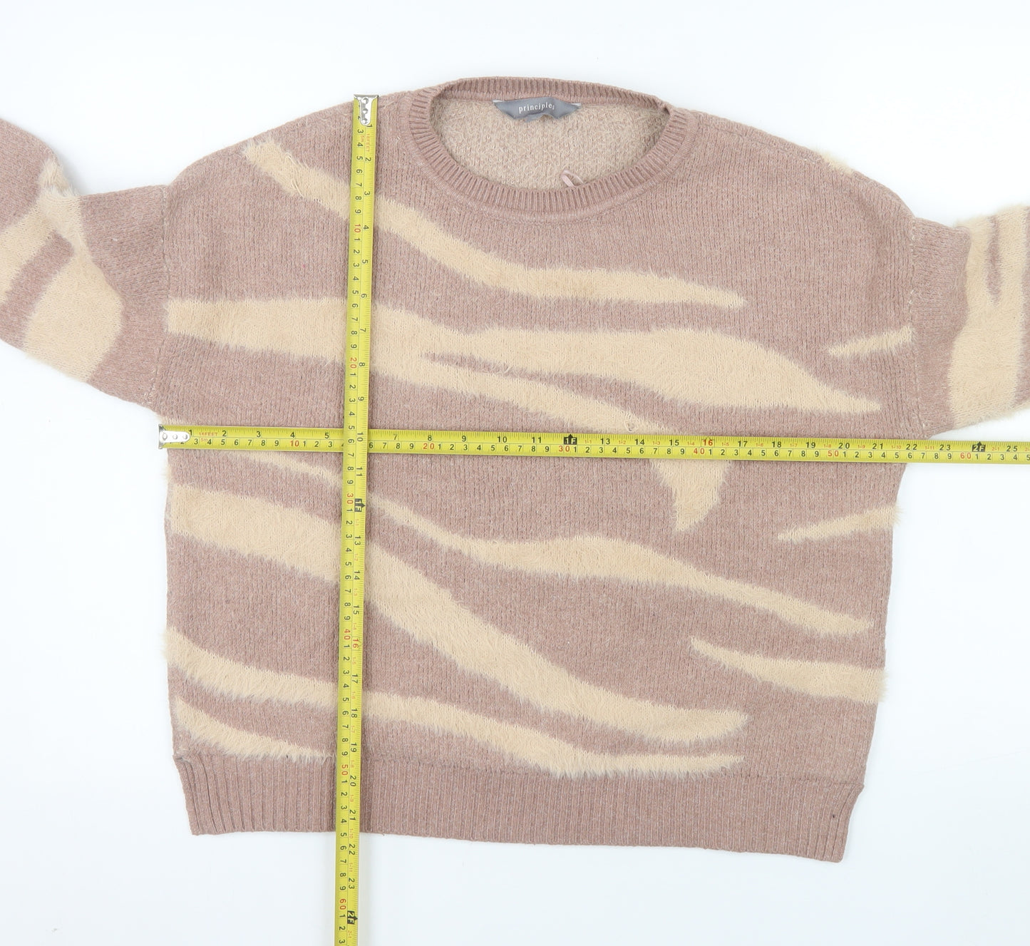 Principles Women's Beige Animal Print Knit Jumper Size 10