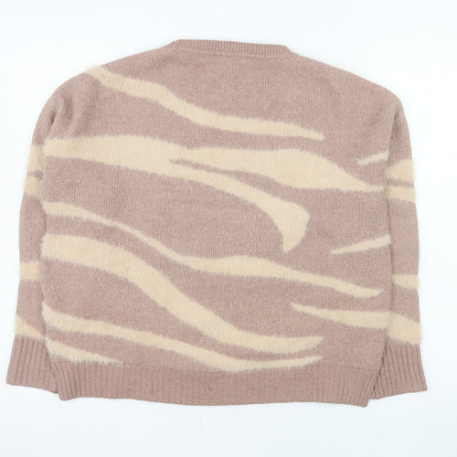 Principles Women's Beige Animal Print Knit Jumper Size 10
