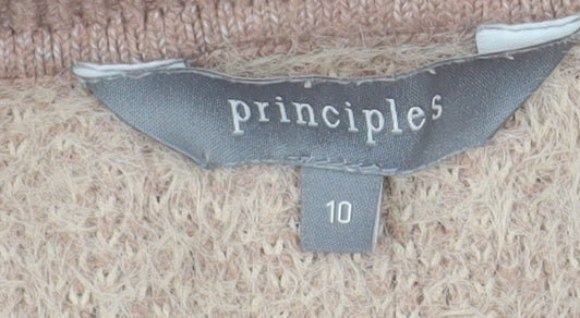Principles Women's Beige Animal Print Knit Jumper Size 10