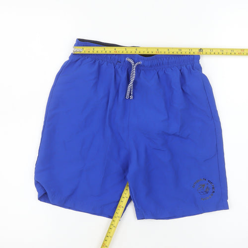 F&F Boys Blue Athletic Swim Shorts 11-12 Years Quick Dry Polyester