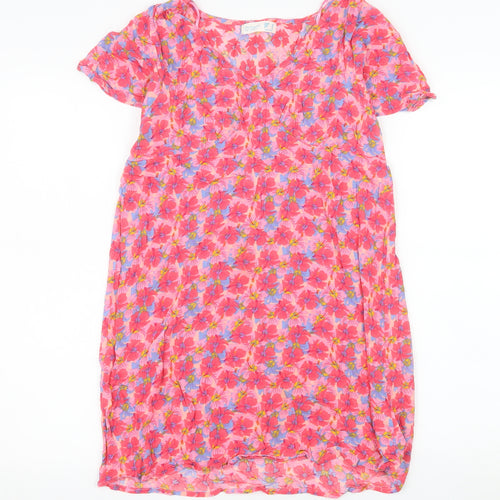 Primark Women Pink Floral Viscose Shift Dress Size 10
