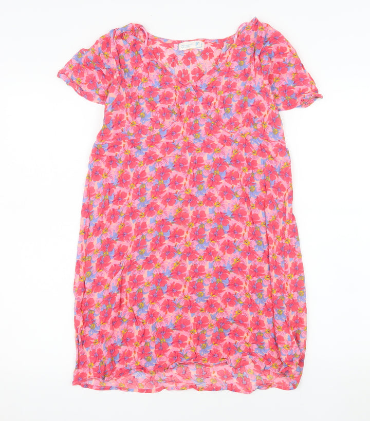 Primark Women Pink Floral Viscose Shift Dress Size 10