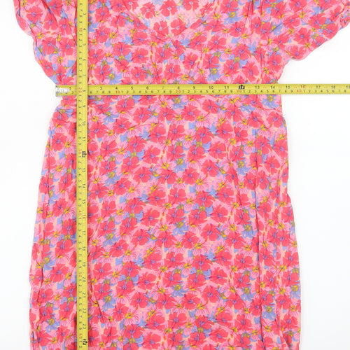 Primark Women Pink Floral Viscose Shift Dress Size 10