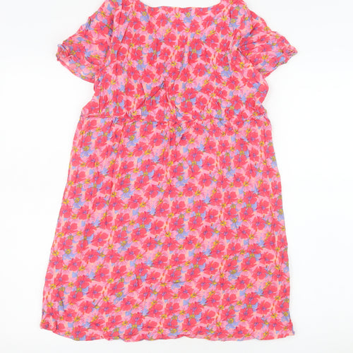 Primark Women Pink Floral Viscose Shift Dress Size 10
